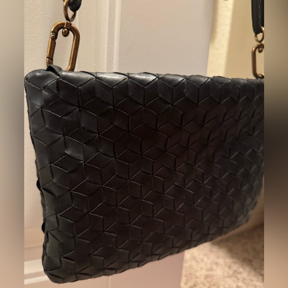 Madewell Black Puff Crossbody - Woven Leather Edition